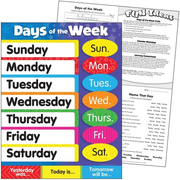 Trend Enterprises Days of the Week Stars Learning Chart, 17in x 22in T38203